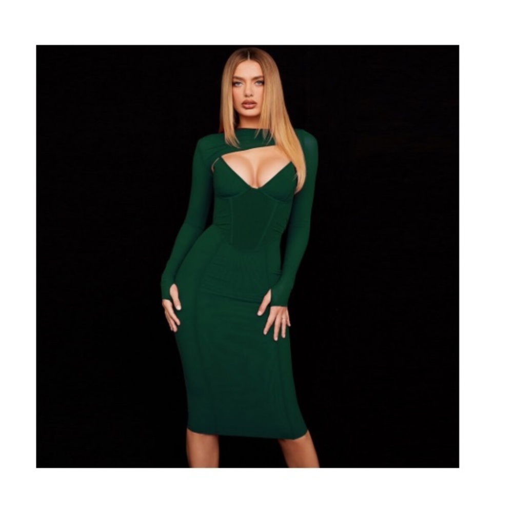 Green corset bandage dress